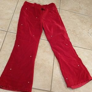 Red velvet girls pants with rhinestones